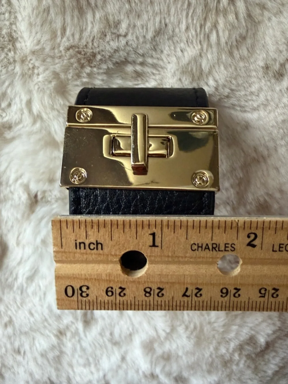 Black Faux Leather Cuff Bracelet With Gold-Tone Clasp (NWOT)